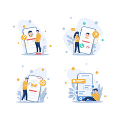 Notification of a new email on mobile phone or smartphone. Mail icon,Email and small individuals