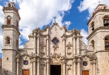 Fototapeta na wymiar Central Havana Virgin Mary Cathedral located in the Cathedral Plaza in Old Havana historic center