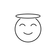 laughing, smiling angel line icon on white background