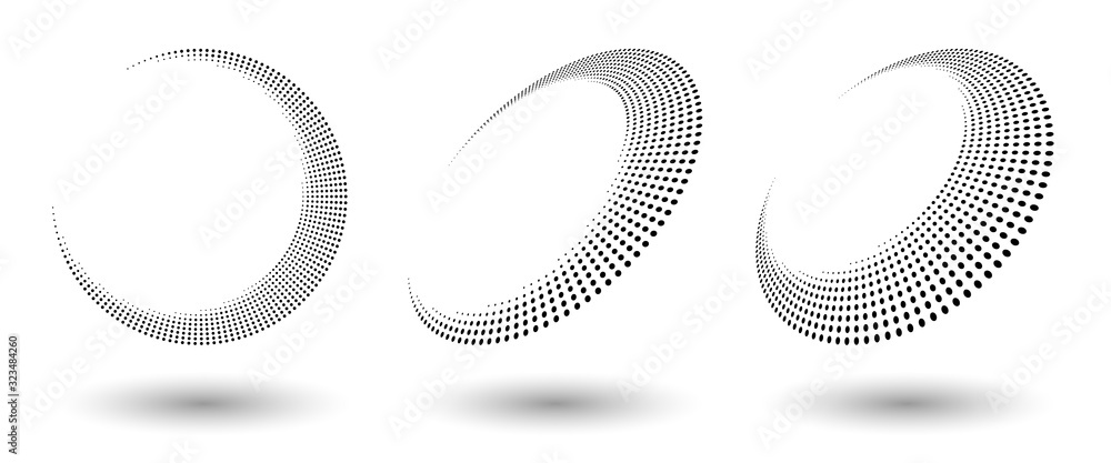 Poster halftone shapes, abstract dots logo emblem or design element for any project. abstract dotted halfto