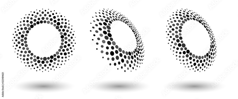 Poster halftone shapes, abstract dots logo emblem or design element for any project. abstract dotted halfto