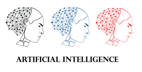 Artificial intelligence icon, machine learning poster