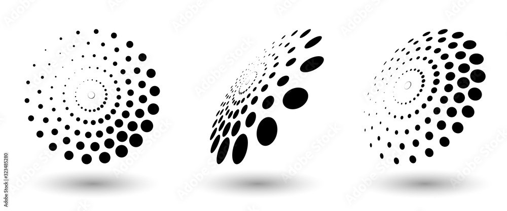 Poster halftone shapes, abstract dots logo emblem or design element for any project. abstract dotted halfto