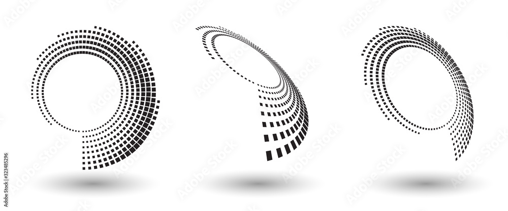 Poster halftone shapes, abstract dots logo emblem or design element for any project. abstract dotted halfto