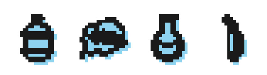 Set line Test tube and flask, Propane gas tank, CO2 emissions in cloud and Gasoline pump nozzle icon. Vector