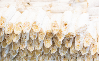 Traditional Turkish delight sweets as lokum candy