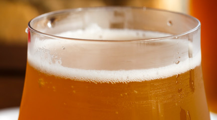 Close up of a glass of beer