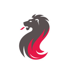 Lion king, flames logo design, premium business template
