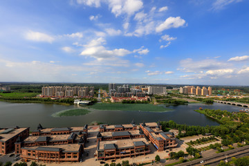 Fototapeta premium Waterfront city scenery