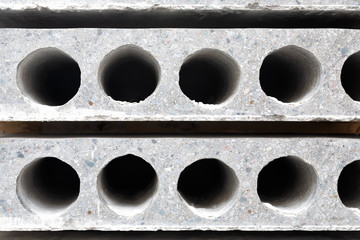 Close up background of Prefabricated concrete slab with hole for construction.