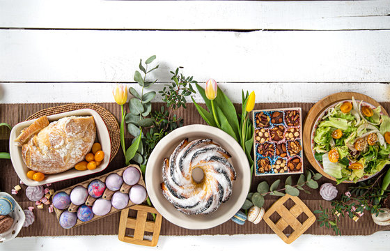 For a festive Easter table served with food.