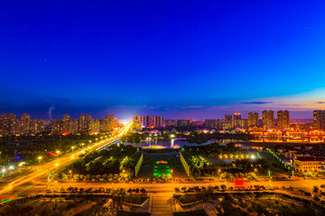 Fototapeta na wymiar Night scenery in urban construction, China