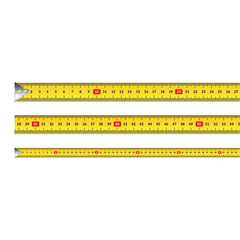 Realistic 3d Detailed Measuring Tape Set. Vector