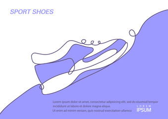  Sports shoes in a line style. Sneakers Vector . Sketch sneakers for your creativity.Shoe advertising .