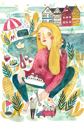 Girl with a boat