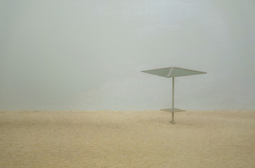 Fog on a sandy beach in the UK