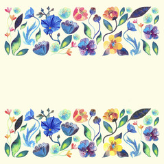 Watercolor illustration of flowers. Raster. Greeting card for March 8