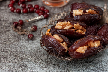 Dates Medjool stuffed with walnut kernels
