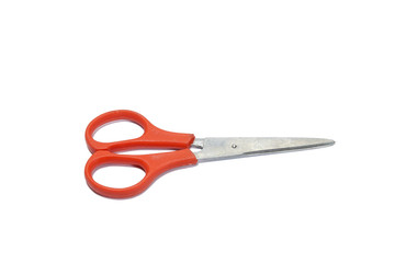 Red scissors isolated on white background