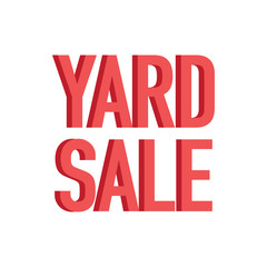 Yard sale red sign with copy space isolated on a white background, vector illustration. - obrazy, fototapety, plakaty