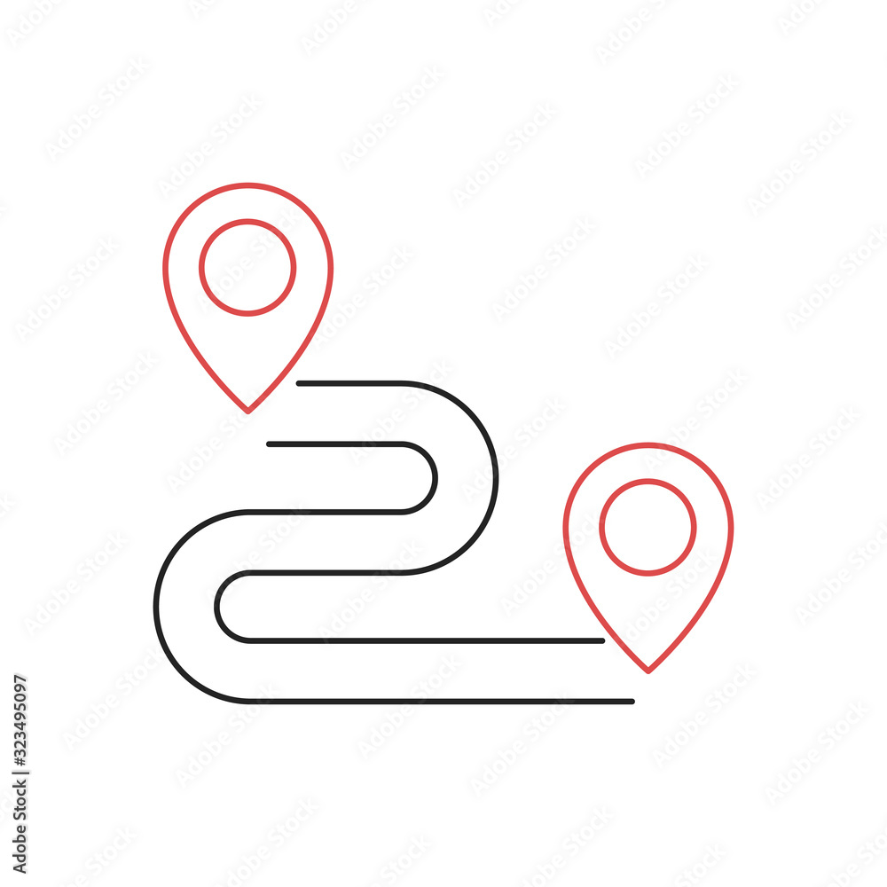 Wall mural map with pin pointer line icon on white background. stock vector illustration