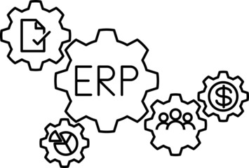 ERP system icon, vector illustration