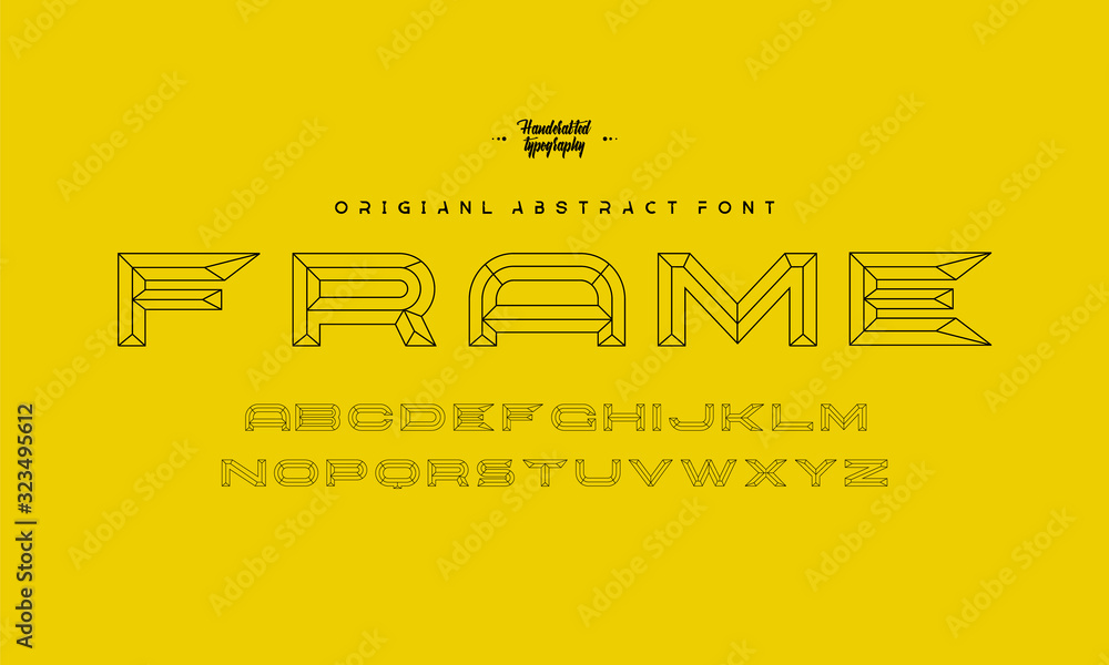 Fototapete outline font. chisel alphabet font. chiseled block vector typescript for your design.