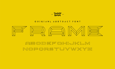 Outline font. Chisel alphabet font. Chiseled block vector typescript for your design.