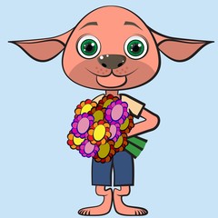 Little girl a little animal. Sweet and defenseless, beautiful and charming, stands and looks. Vector illustration.