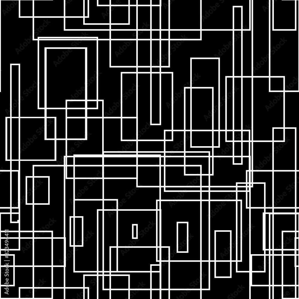 Fototapete seamless geometric pattern in op art design. the chaotic interweaving of geometric lines creating a 