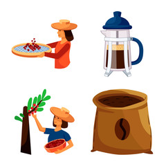Vector illustration of process and farming icon. Set of process and production vector icon for stock.