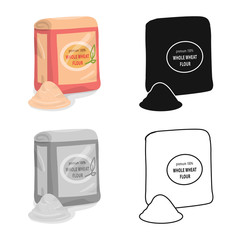 Vector illustration of flour and pack icon. Set of flour and bag vector icon for stock.
