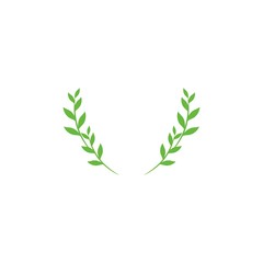 Green Laurel Wreath Icon. Vector Flat illustrationisolated on white.