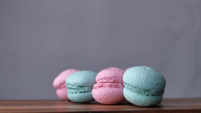 Close up of colorful macaroon table for decoration