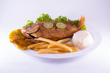 Fried mojarra colombian typical food 