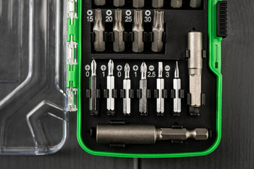 Toolbox with interchangeable screwdriver tips