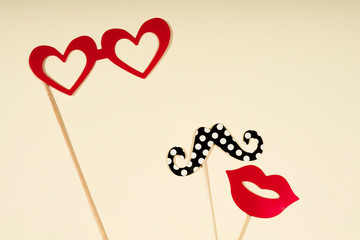 Paper people together in love on a color background