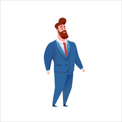 Vector business man in suit standing smiling