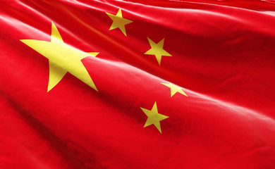 Flag of China close-up. 3D illustration.