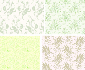 Set of four gentle color floral seamless patterns