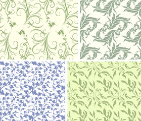 Obraz premium Set of four gentle color floral seamless patterns