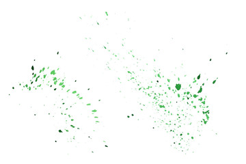 Green watercolor splashes isolated on black background. Color paint splatter