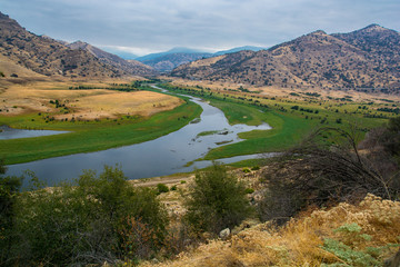 Lake Kaweah. Green delta of the lake.