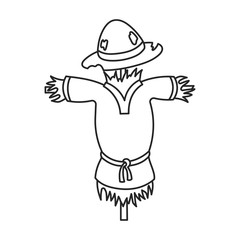 Scarecrow vector icon.Outline vector icon isolated on white background scarecrow.