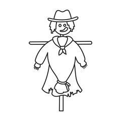 Scarecrow vector icon.Outline vector icon isolated on white background scarecrow.
