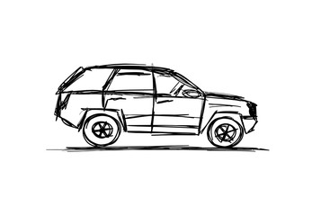 Tuned SUV, sketch for your design. Vector illustration