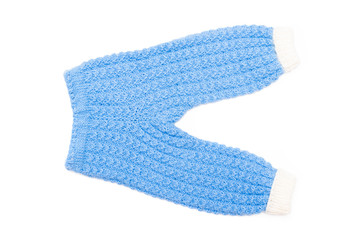 Children knitted pants isolated on the white background.