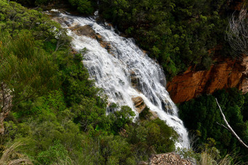 A view of Wentworth Falls as seen from Fletcher's Lookout in the Blue Mountains west of Sydney