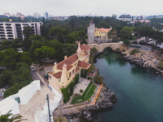 Fototapeta na wymiar Beautiful aerial vibrant view of Boca Do Inferno (Hell's Mouth), Cascais, District of Lisbon, Portugal, shot from drone