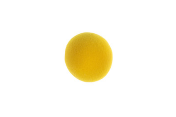 yellow sponge ball, yellow clown nose isolated on white background